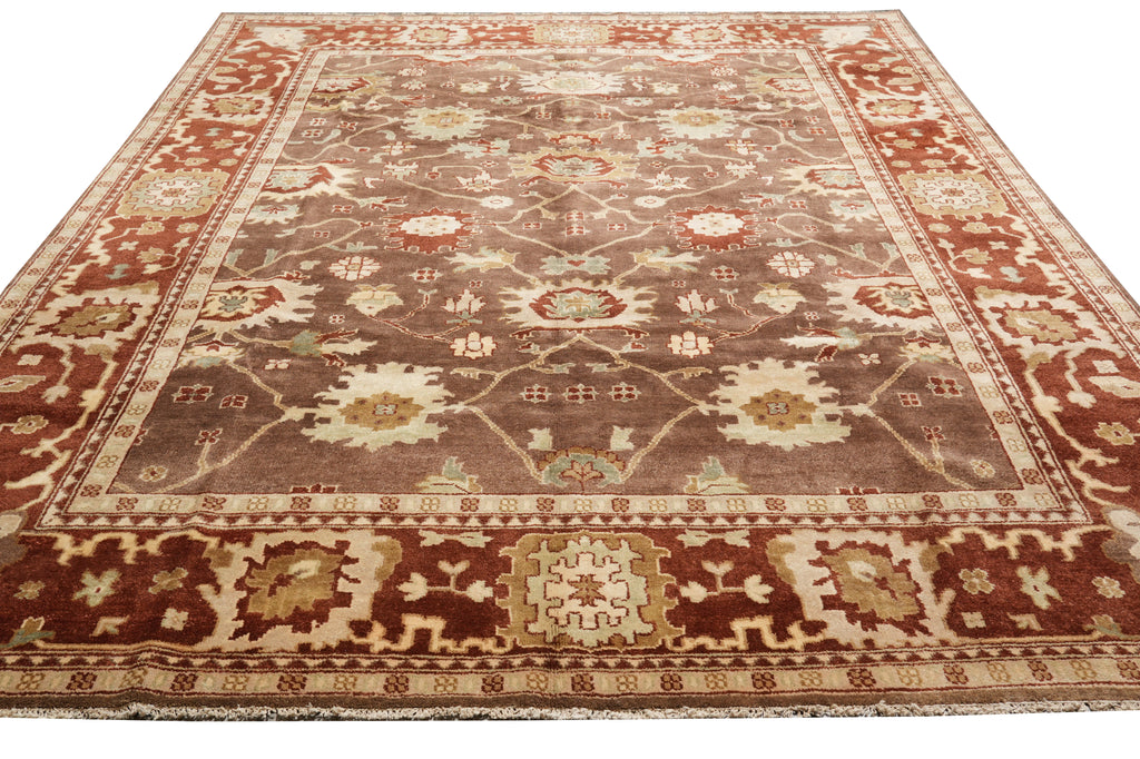9.2 x 11.10 Brown Rust Handmade Jaipur Rug #F-4283