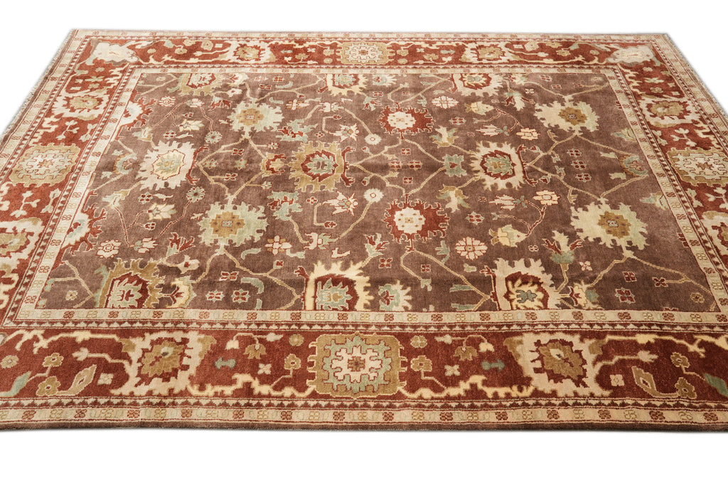 9.2 x 11.10 Brown Rust Handmade Jaipur Rug #F-4283