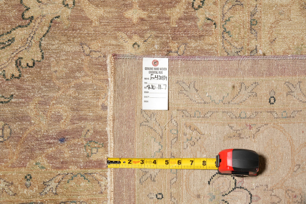 8.10 x 11.7 Neutral Colors Brown Handmade Wool Rug #F-4284
