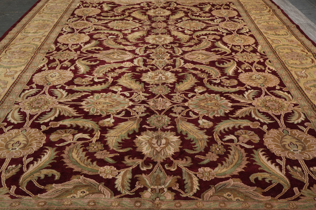 12.3 x 18 Hand-Knotted Agra Rug Burgundy Gold #F-4515