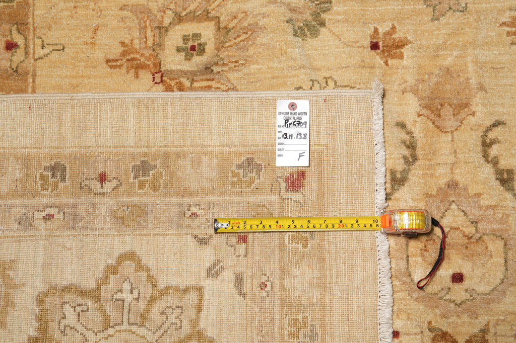 14 x 14  Square Hand-Knotted Natural Wool Quality Agra Rug Beige Gold #PIX-6709