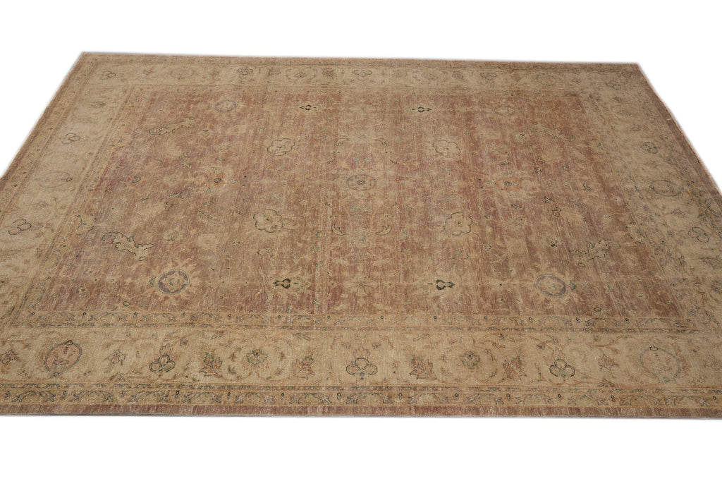 8.10 x 11.7 Neutral Colors Brown Handmade Wool Rug #F-4284