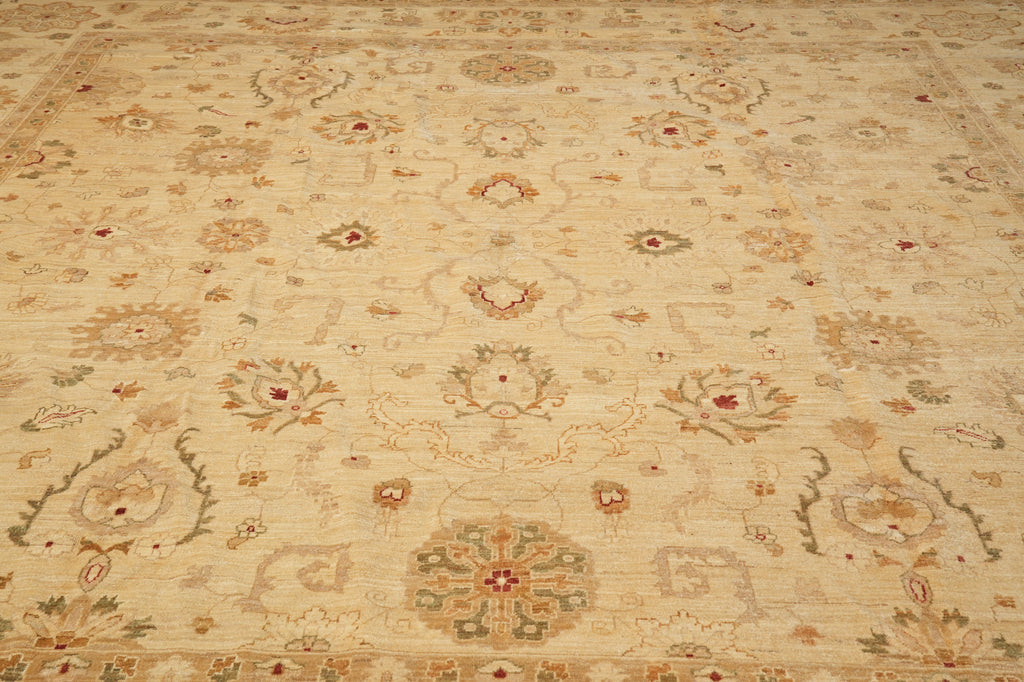 14 x 14  Square Hand-Knotted Natural Wool Quality Agra Rug Beige Gold #PIX-6709