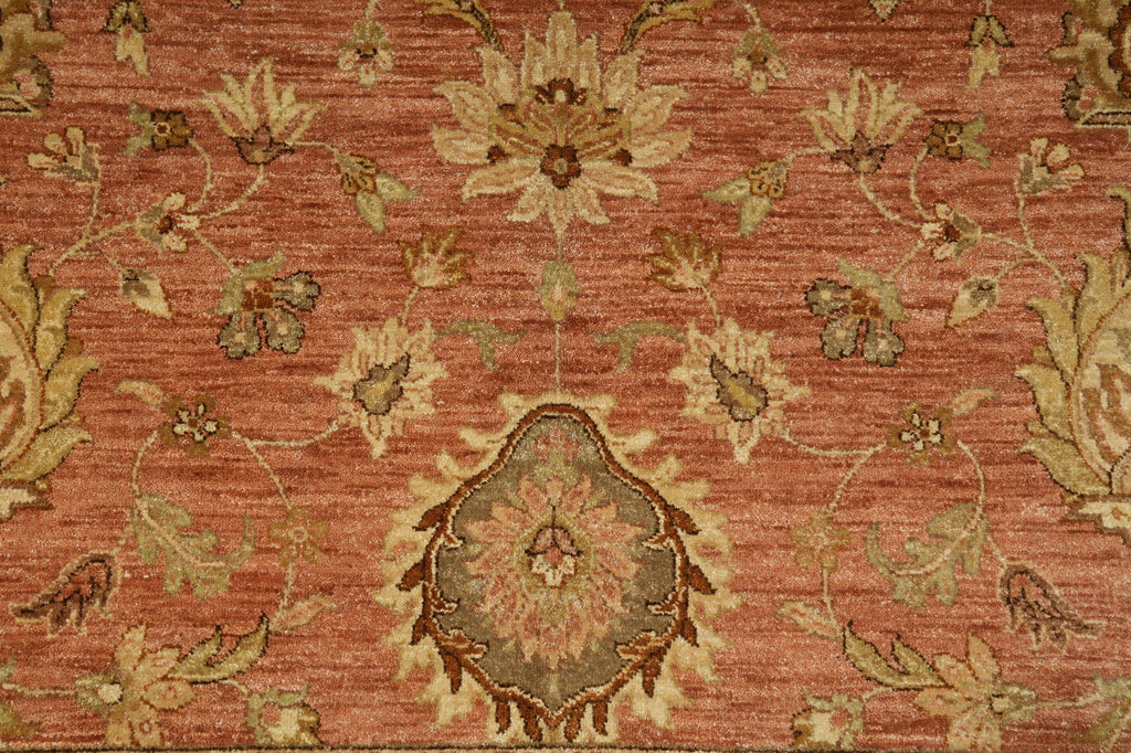 Close-up of a red floral patterned rug