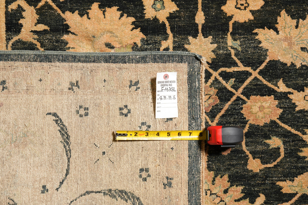 8.11 x 11.5 Fine Ghazni Wool Handmade Zigler Rug Black #F-4286