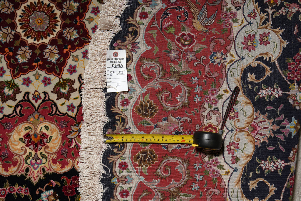 8.3 x 8.4 Fine-Weave High Quality Genuine Hand-Knotted Persian Tabriz Round Rug Wool and Silk 400+ KPSI #F-3190