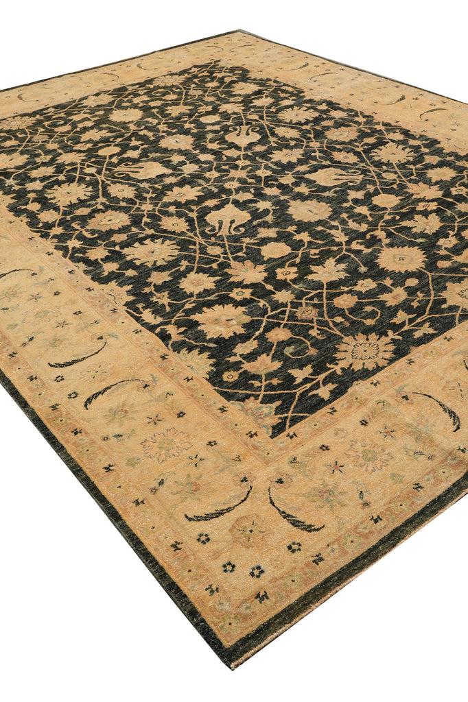 8.11 x 11.5 Fine Ghazni Wool Handmade Zigler Rug Black #F-4286