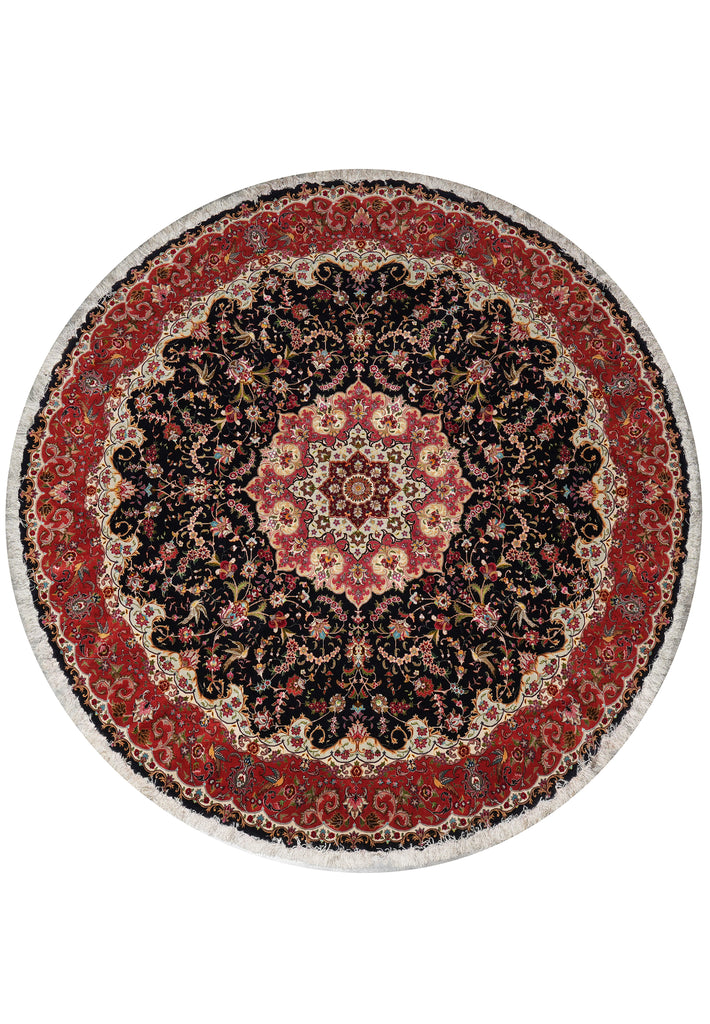 8.3 x 8.4 Fine-Weave High Quality Genuine Hand-Knotted Persian Tabriz Round Rug Wool and Silk 400+ KPSI #F-3190