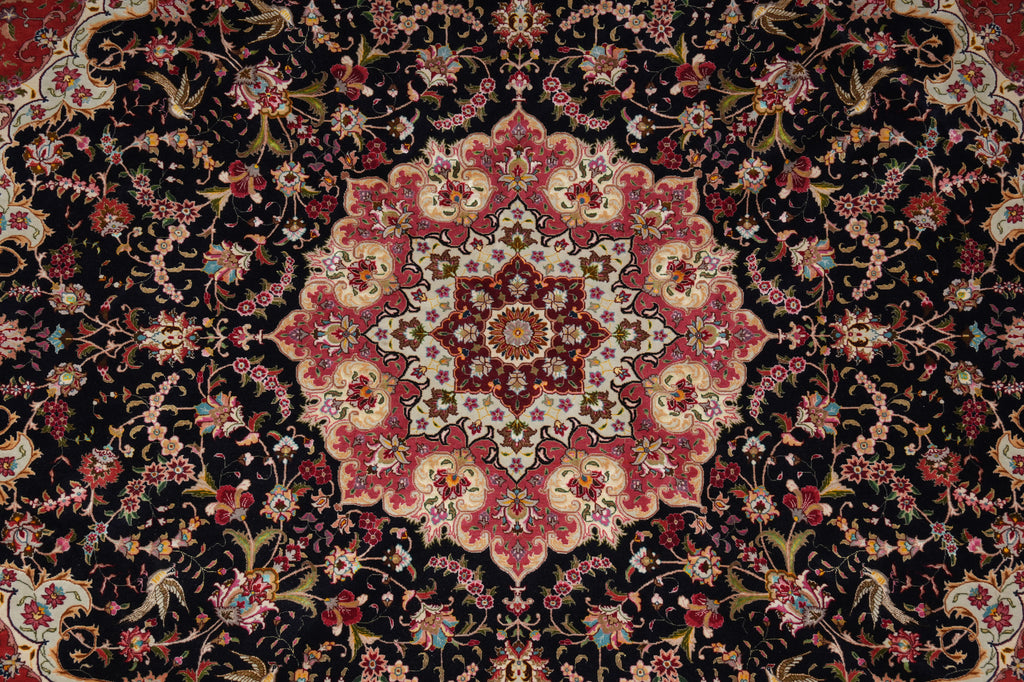 8.3 x 8.4 Fine-Weave High Quality Genuine Hand-Knotted Persian Tabriz Round Rug Wool and Silk 400+ KPSI #F-3190