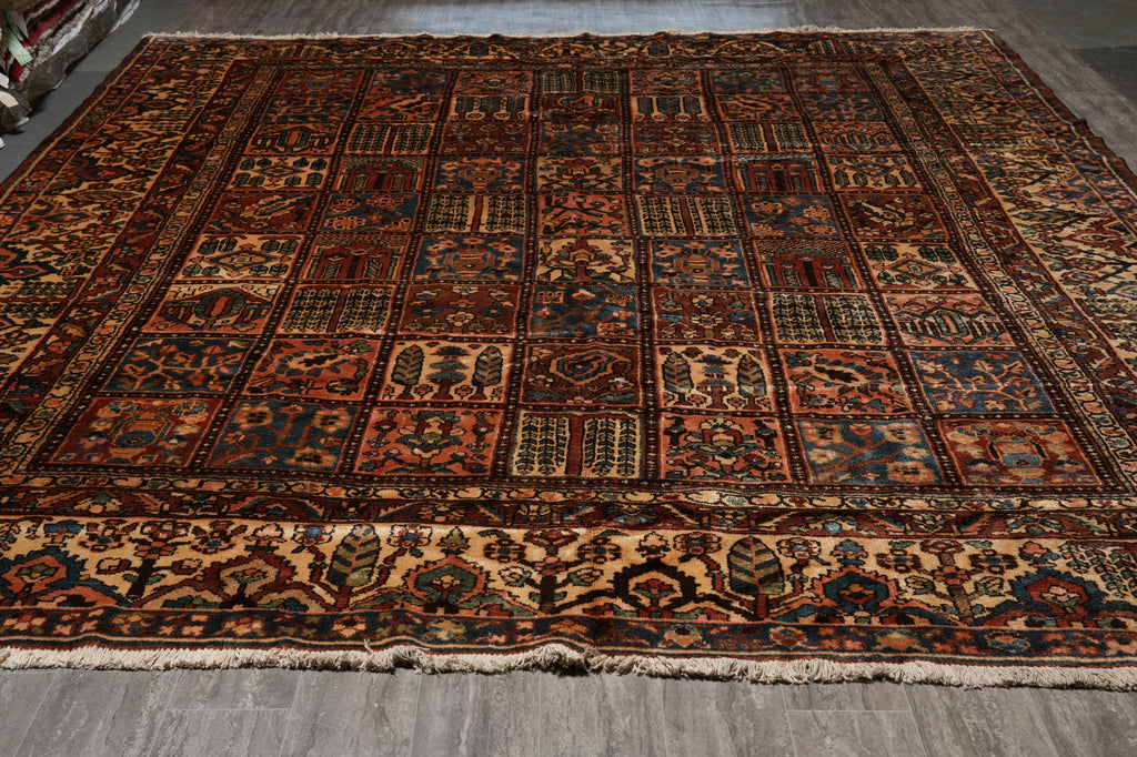 11.3 x 13.7 Authentic Old Persian Tribal Garden Bakhtiar Rug #PIX-15621
