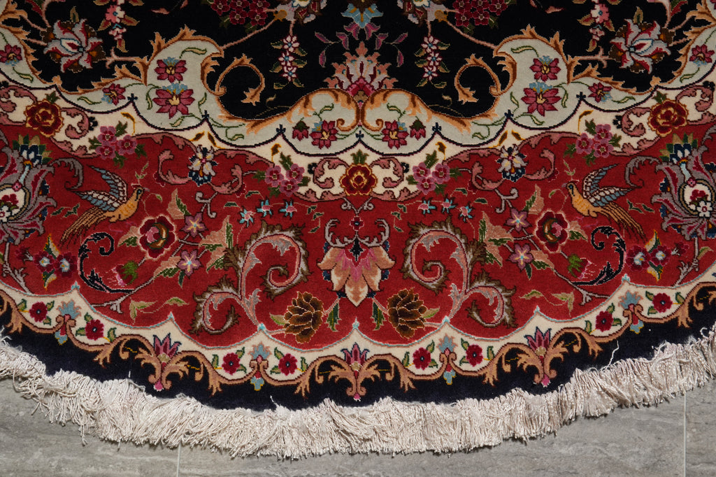 8.3 x 8.4 Fine-Weave High Quality Genuine Hand-Knotted Persian Tabriz Round Rug Wool and Silk 400+ KPSI #F-3190