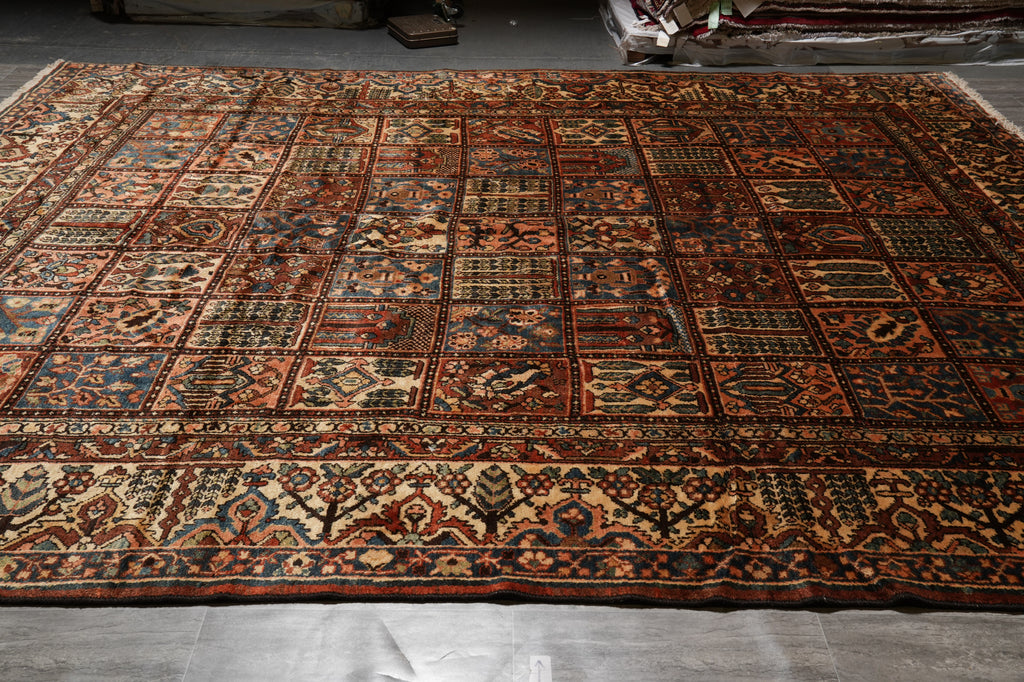 11.3 x 13.7 Authentic Old Persian Tribal Garden Bakhtiar Rug #PIX-15621