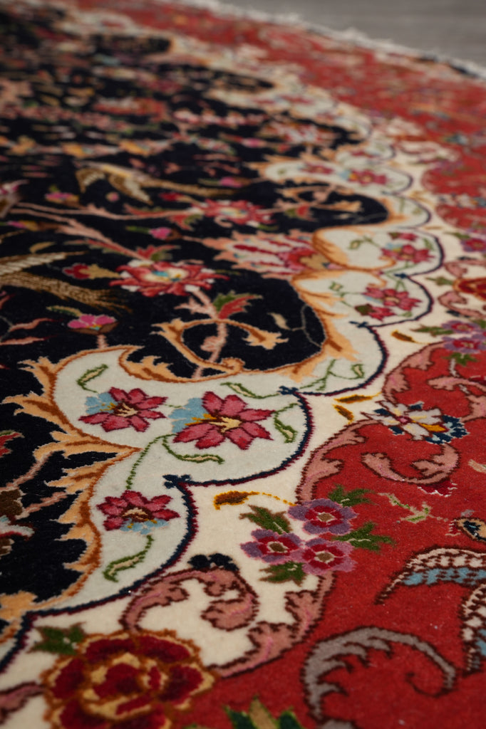 8.3 x 8.4 Fine-Weave High Quality Genuine Hand-Knotted Persian Tabriz Round Rug Wool and Silk 400+ KPSI #F-3190
