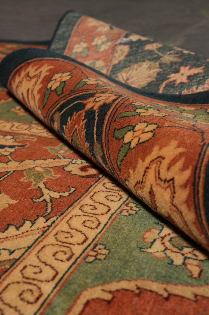 11.9 x 15 Quality Agra Rug Hand-Knotted Natural Wool Coral Rust #F-4516