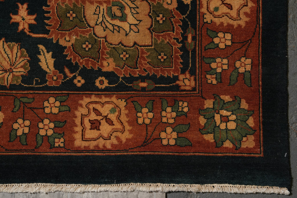 11.9 x 15 Quality Agra Rug Hand-Knotted Natural Wool Coral Rust #F-4516