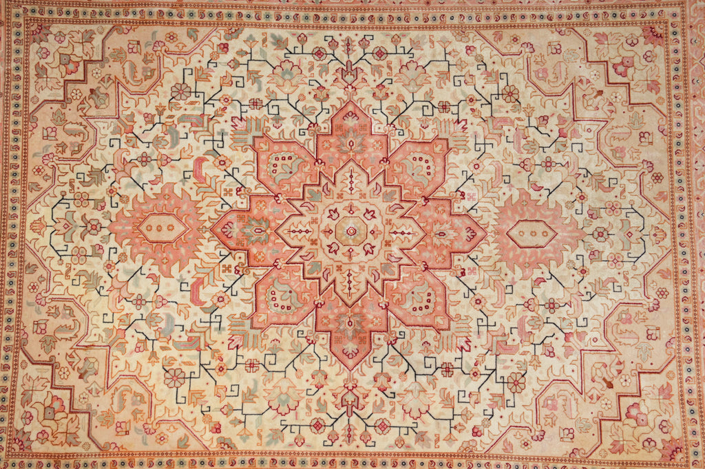 5 x 7 Authentic Fine Persian Tabriz Rug Wool and Silk 400 KPSI Geometric Heriz Tabriz Iran Happy Carpet #LA-53098