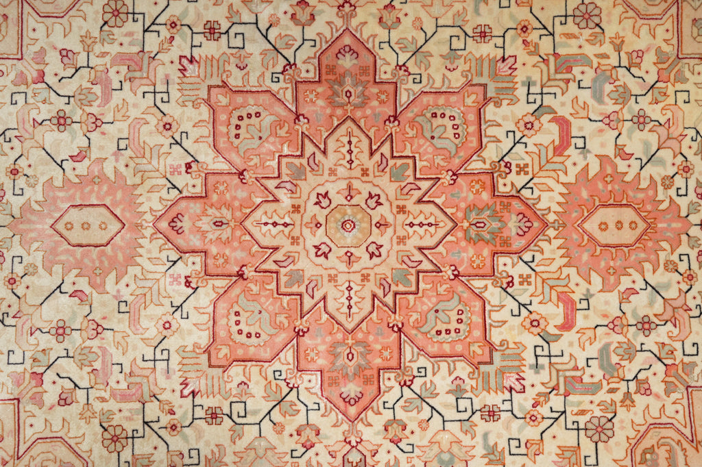 5 x 7 Authentic Fine Persian Tabriz Rug Wool and Silk 400 KPSI Geometric Heriz Tabriz Iran Happy Carpet #LA-53098