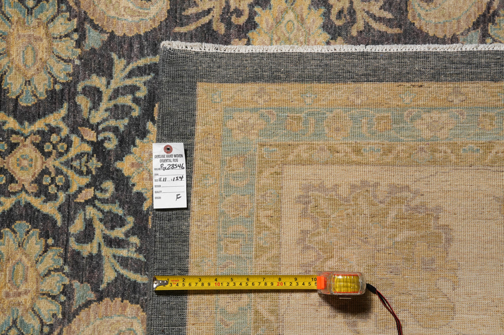12 x 15.4 Quality Natural Wool Zigler Chobi Peshawar Pakistan Rug Charcole Gray #PIX-28546