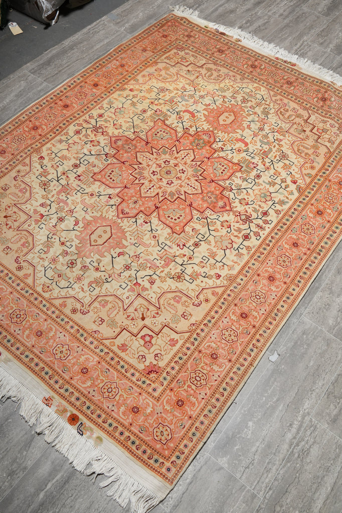 5 x 7 Authentic Fine Persian Tabriz Rug Wool and Silk 400 KPSI Geometric Heriz Tabriz Iran Happy Carpet #LA-53098