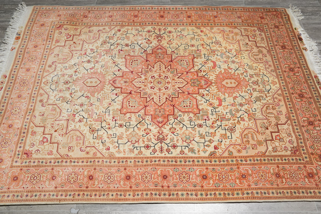 5 x 7 Authentic Fine Persian Tabriz Rug Wool and Silk 400 KPSI Geometric Heriz Tabriz Iran Happy Carpet #LA-53098