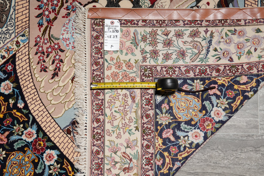 4.8 x 7.9 Authentic Fine Persian Pictorial Esfahan Rug Wool and Silk on Silk 500 KPSI Iran #PIX-1690