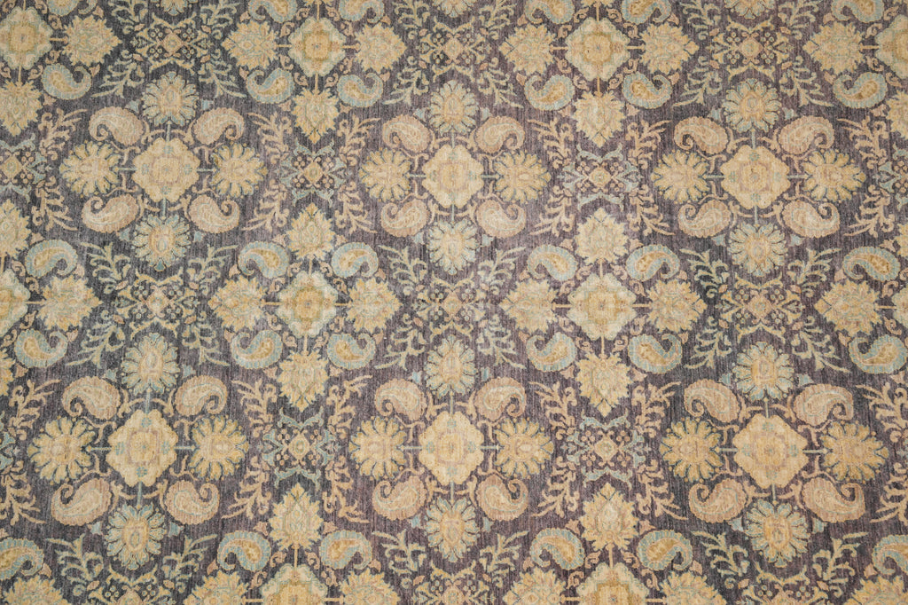 12 x 15.4 Quality Natural Wool Zigler Chobi Peshawar Pakistan Rug Charcole Gray #PIX-28546