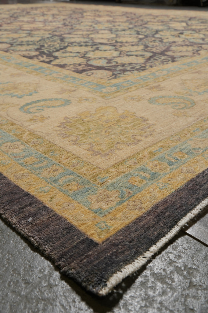 12 x 15.4 Quality Natural Wool Zigler Chobi Peshawar Pakistan Rug Charcole Gray #PIX-28546