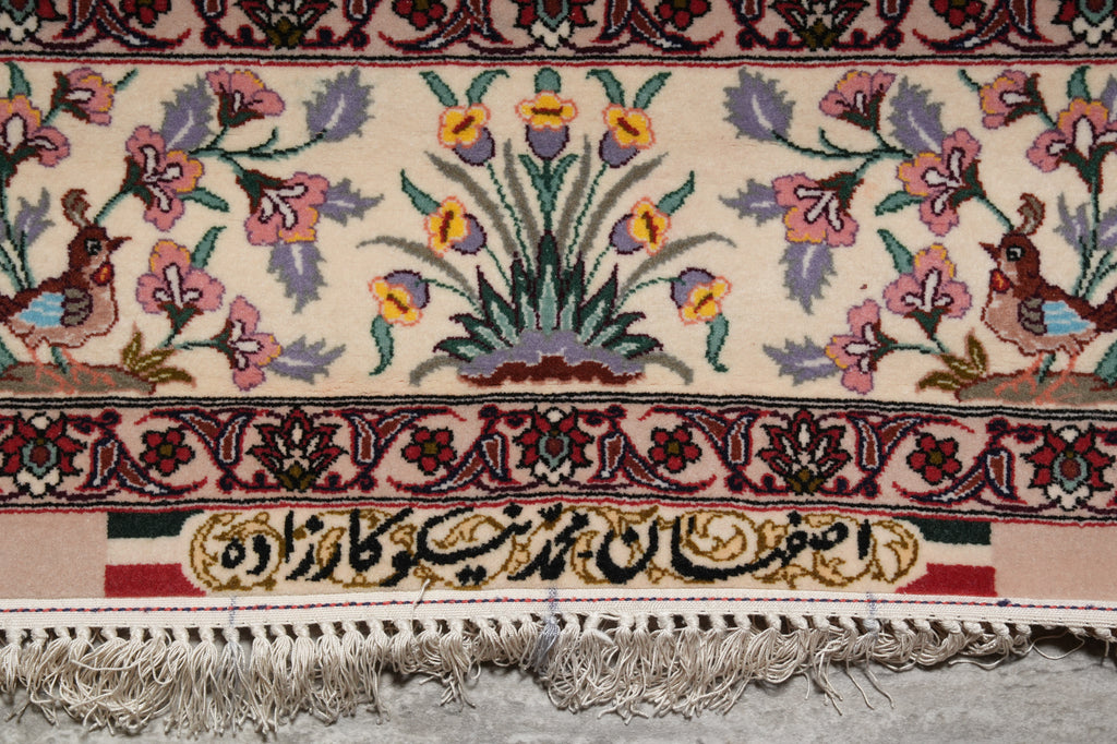 4.8 x 7.9 Authentic Fine Persian Pictorial Esfahan Rug Wool and Silk on Silk 500 KPSI Iran #PIX-1690