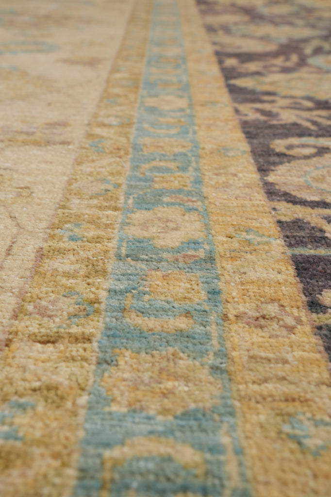 12 x 15.4 Quality Natural Wool Zigler Chobi Peshawar Pakistan Rug Charcole Gray #PIX-28546