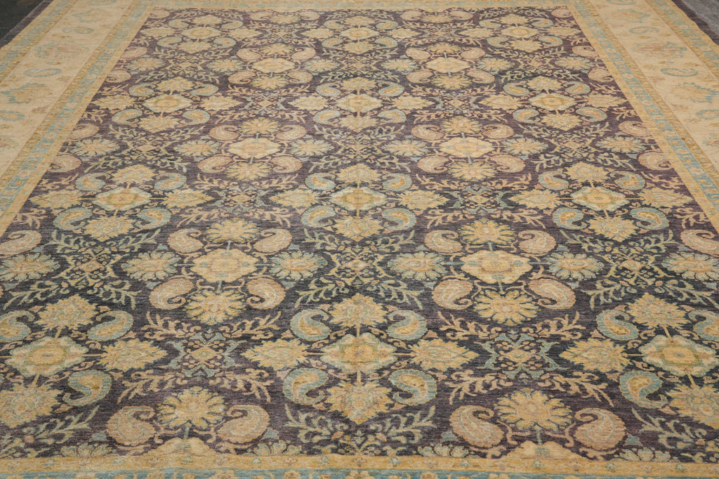 12 x 15.4 Quality Natural Wool Zigler Chobi Peshawar Pakistan Rug Charcole Gray #PIX-28546