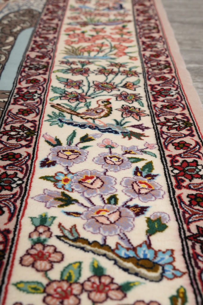 4.8 x 7.9 Authentic Fine Persian Pictorial Esfahan Rug Wool and Silk on Silk 500 KPSI Iran #PIX-1690