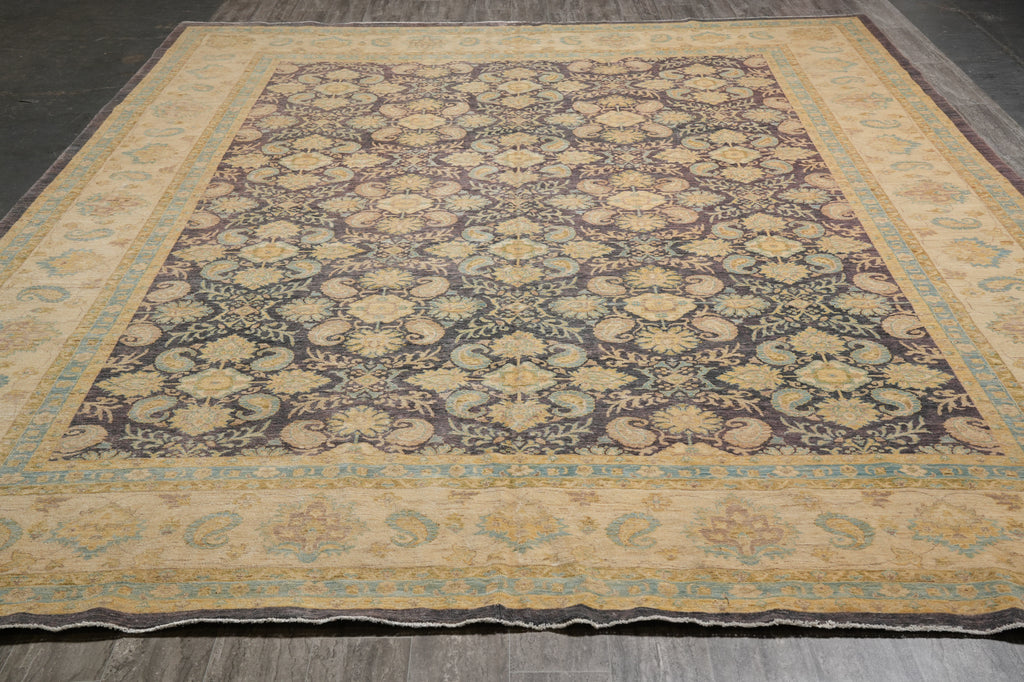 12 x 15.4 Quality Natural Wool Zigler Chobi Peshawar Pakistan Rug Charcole Gray #PIX-28546