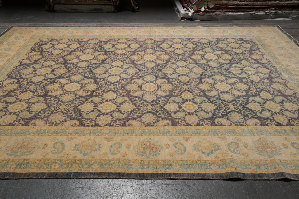 12 x 15.4 Quality Natural Wool Zigler Chobi Peshawar Pakistan Rug Charcole Gray #PIX-28546