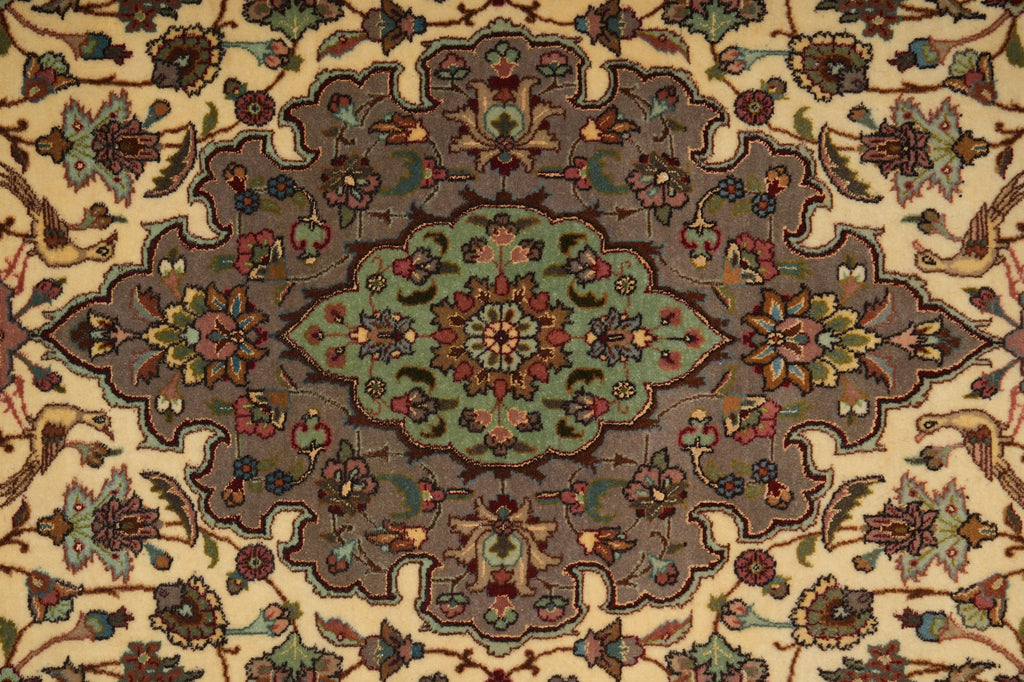Close-up of a patterned rug with intricate designs