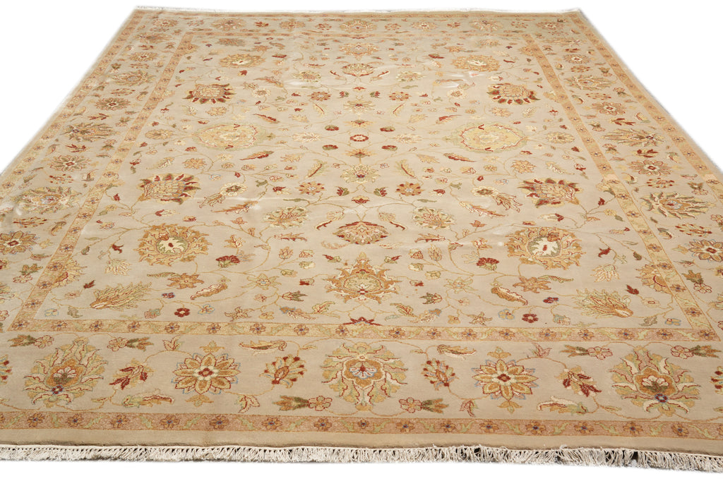 9 x 12 Fine Quality Wool And Silk Rug Soft Sage Green #F-4288