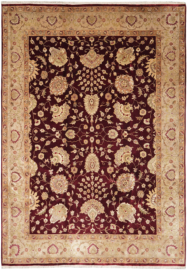 8.4 x 11.4 Wool And Silk Burgundy #F-4289