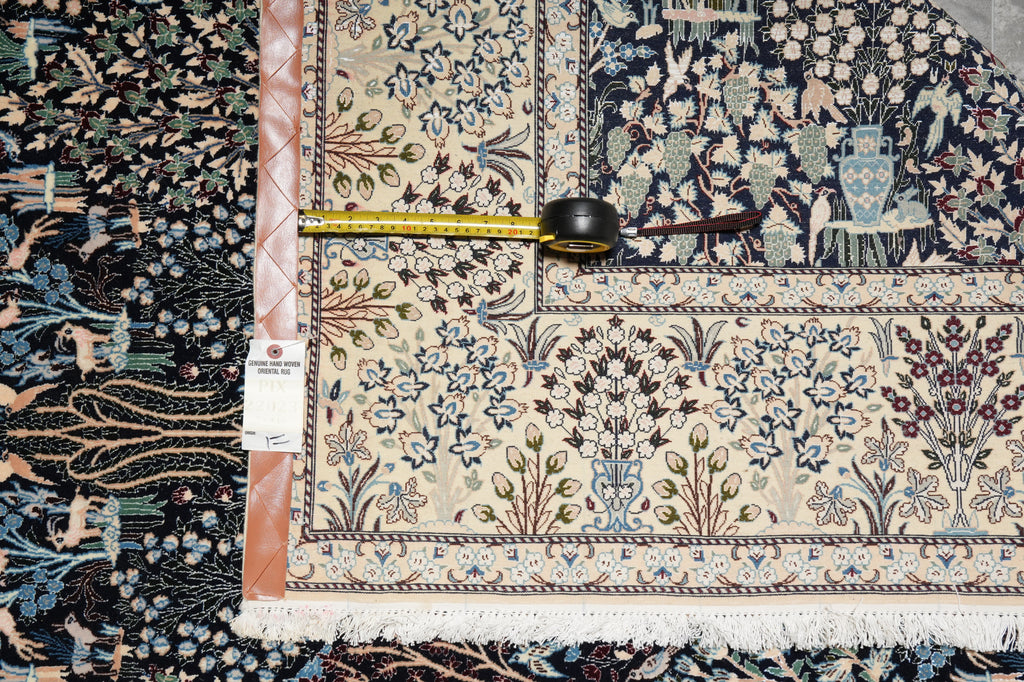 7 x 10 Fine Persian Nain Rug Wool and Silk 6 LA 500+ KPSI  Tree of Life, Birds Deers Paradise of IRAN #PIX-22023