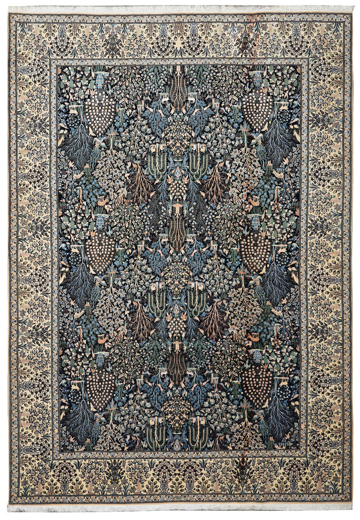 7 x 10 Fine Persian Nain Rug Wool and Silk 6 LA 500+ KPSI  Tree of Life, Birds Deers Paradise of IRAN #PIX-22023