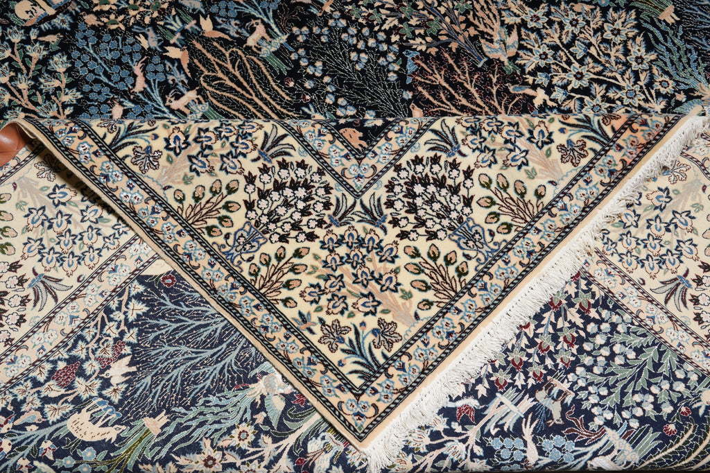 7 x 10 Fine Persian Nain Rug Wool and Silk 6 LA 500+ KPSI  Tree of Life, Birds Deers Paradise of IRAN #PIX-22023