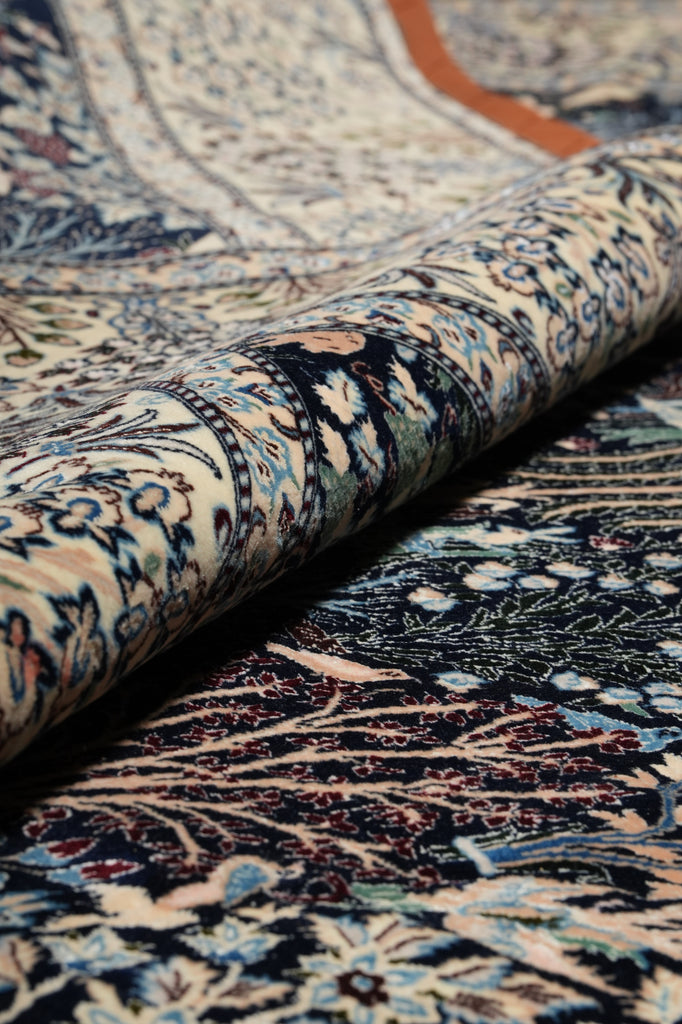 7 x 10 Fine Persian Nain Rug Wool and Silk 6 LA 500+ KPSI  Tree of Life, Birds Deers Paradise of IRAN #PIX-22023