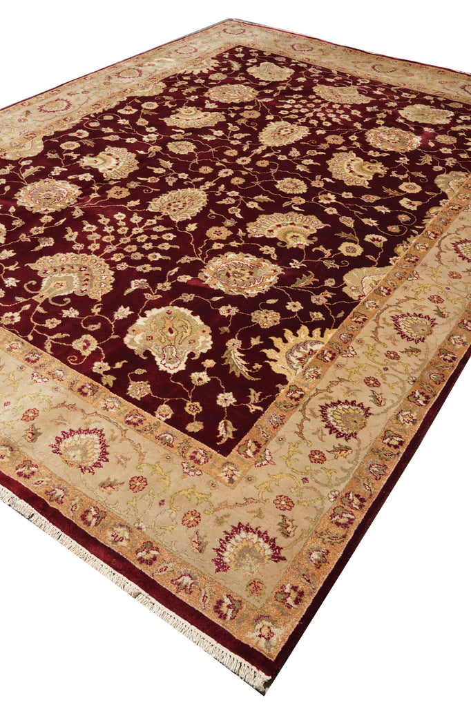 8.4 x 11.4 Wool And Silk Burgundy #F-4289