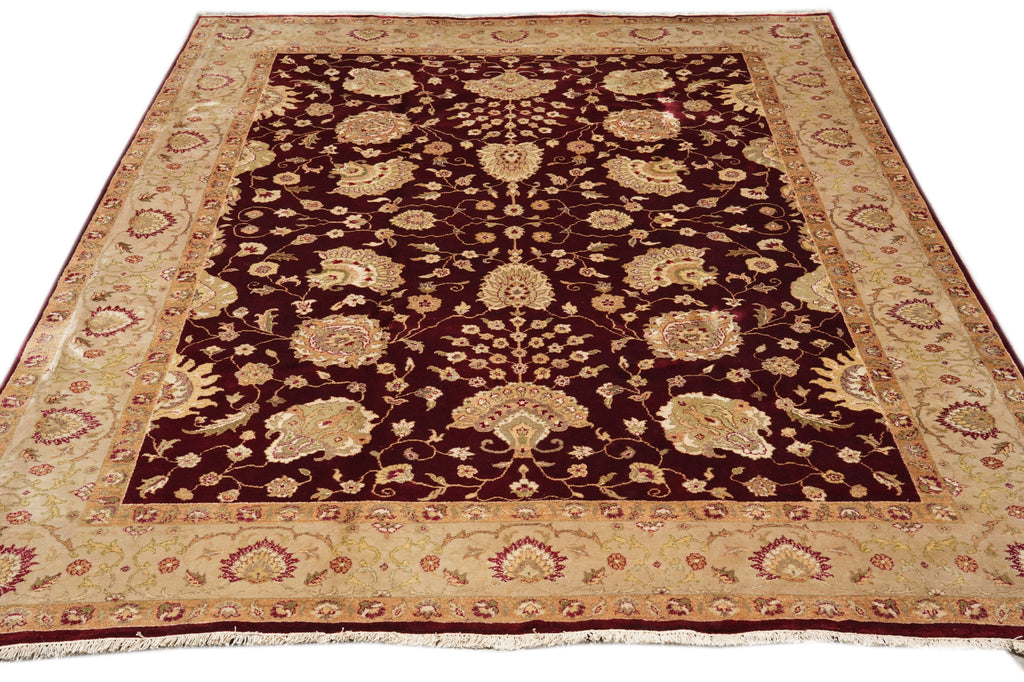 8.4 x 11.4 Wool And Silk Burgundy #F-4289