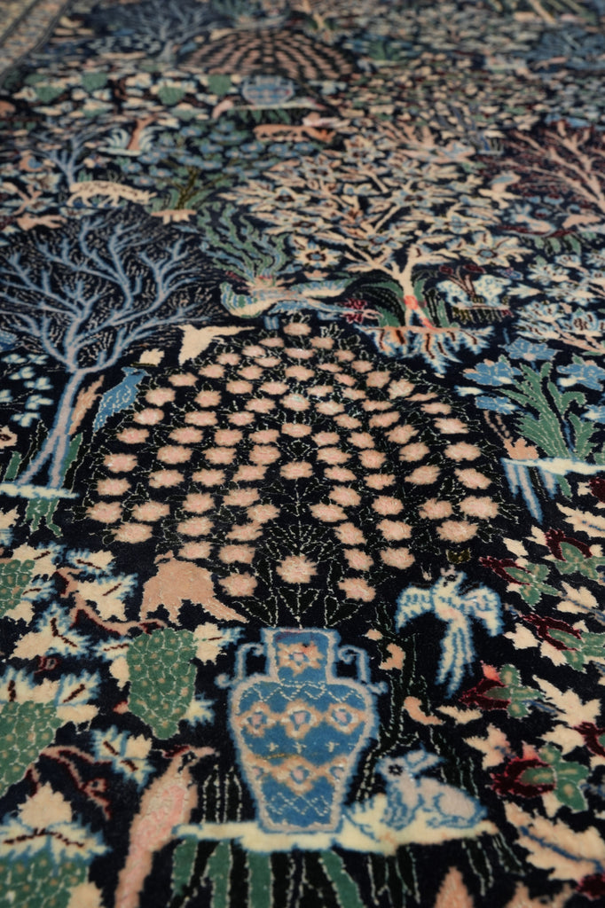 7 x 10 Fine Persian Nain Rug Wool and Silk 6 LA 500+ KPSI  Tree of Life, Birds Deers Paradise of IRAN #PIX-22023