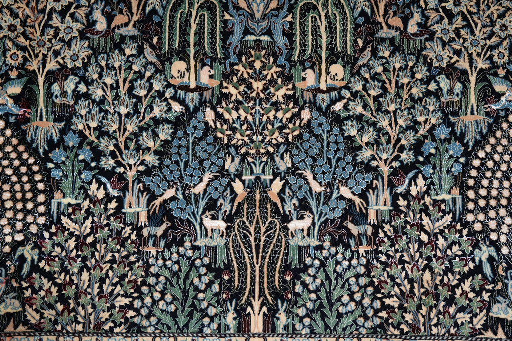 7 x 10 Fine Persian Nain Rug Wool and Silk 6 LA 500+ KPSI  Tree of Life, Birds Deers Paradise of IRAN #PIX-22023
