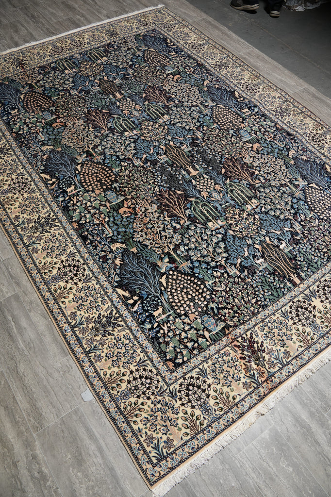 7 x 10 Fine Persian Nain Rug Wool and Silk 6 LA 500+ KPSI  Tree of Life, Birds Deers Paradise of IRAN #PIX-22023