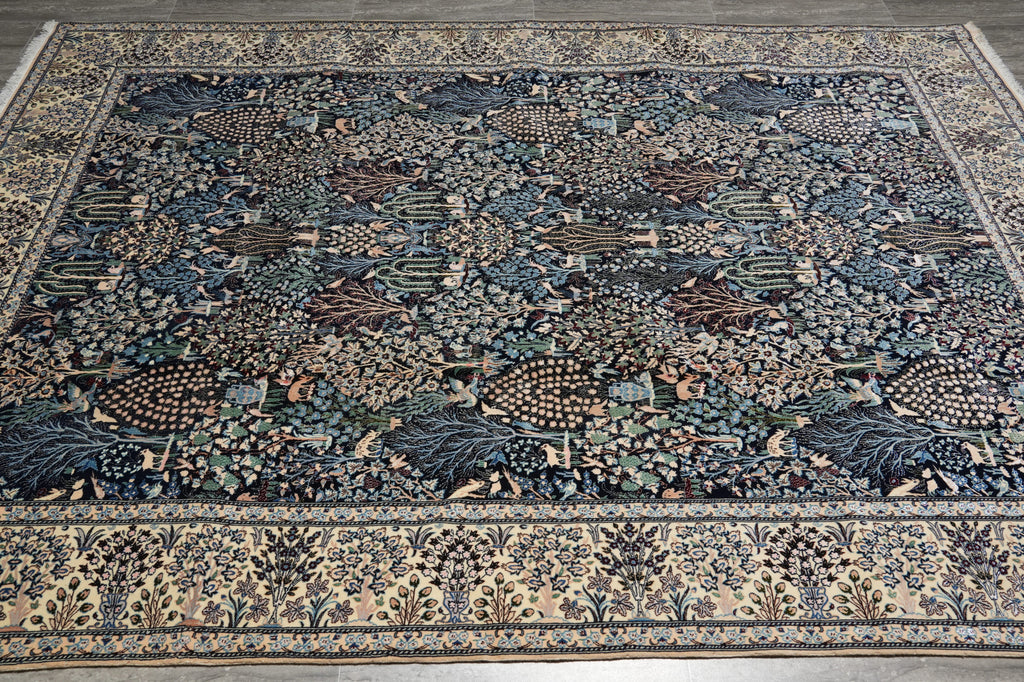 7 x 10 Fine Persian Nain Rug Wool and Silk 6 LA 500+ KPSI  Tree of Life, Birds Deers Paradise of IRAN #PIX-22023