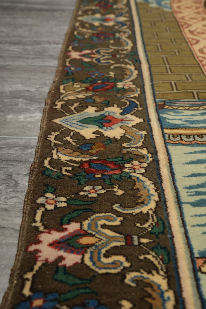 3.4 x 5 Authentic Iran Pictorial Persian Rug Wool and Silk on Silk 400 KPSI #LA-53202