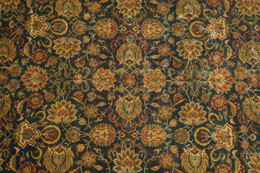 12 x 17.8 Quality Jaipur Rug Blue Green Gold Antique Reproduction #PIX-6778
