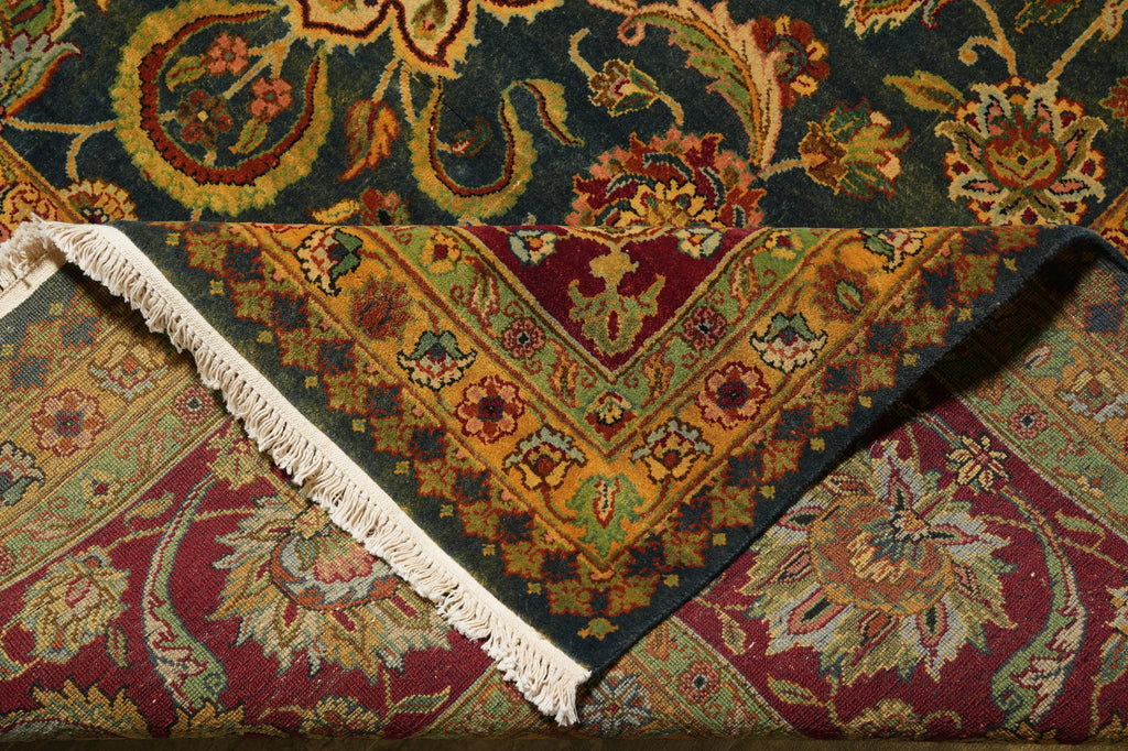 12 x 17.8 Quality Jaipur Rug Blue Green Gold Antique Reproduction #PIX-6778