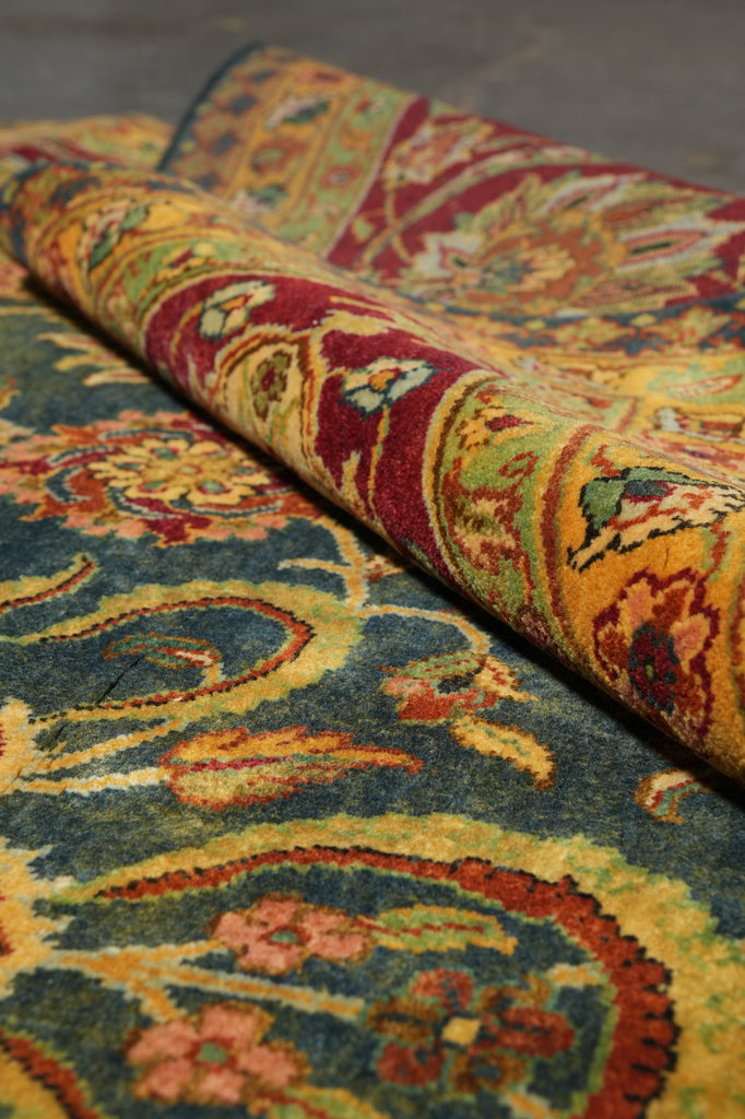 12 x 17.8 Quality Jaipur Rug Blue Green Gold Antique Reproduction #PIX-6778